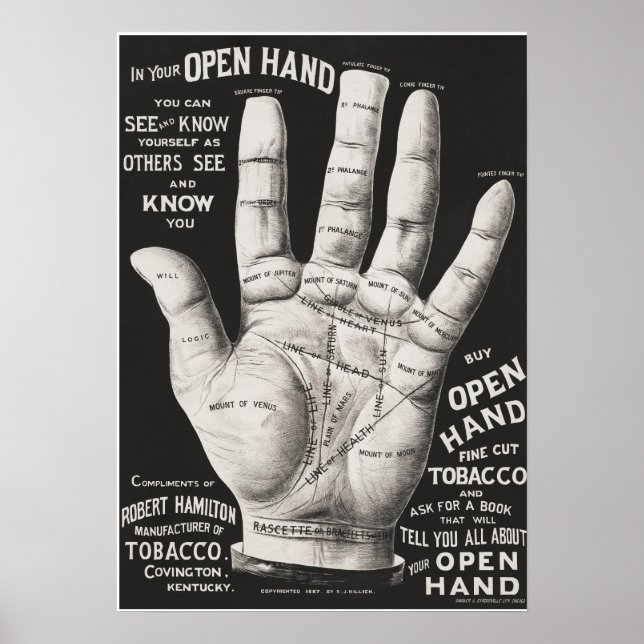 Öppen hand, handläsning poster (Framsidan)