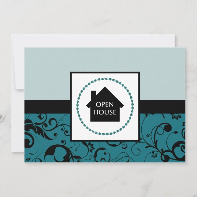 öppen hus-anmälan: professionell damast inbjudningar (Framsida)