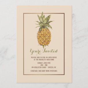 Öppen husinbjudan för guld- ananas inbjudningar