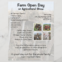 Öppen jordbruksdag eller jordbruksshow reklamblad
