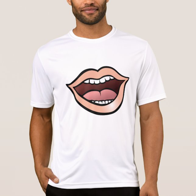 Öppen Mun Läppar Tänder Tunga T Shirt (Framsida)