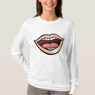 Öppen Mun Läppar Tänder Tunga T Shirt