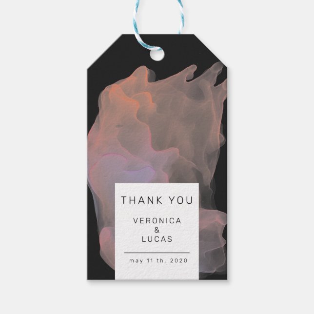 öppen silke modern Bröllop Tack Presentetikett (Framsidan)