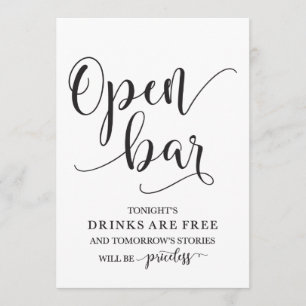 Öppet Bar Bröllops Alkohol Skylt Inbjudningar