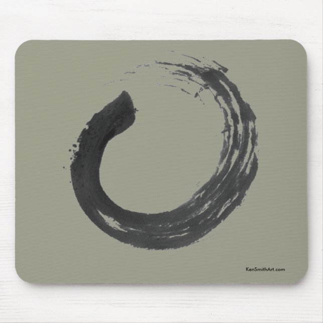 Öppet cirkla den Enso zenen Mousepad, kaki Musmatta (Framsidan)
