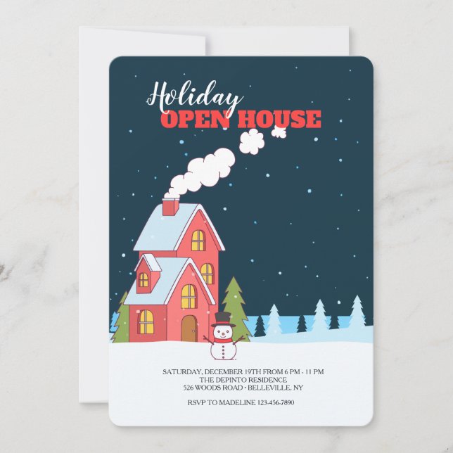 Öppet hus för klar vinternatt inbjudningar (Framsida)