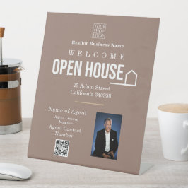 Öppet hus-logotyp för fastighet Foto Ljusbrun