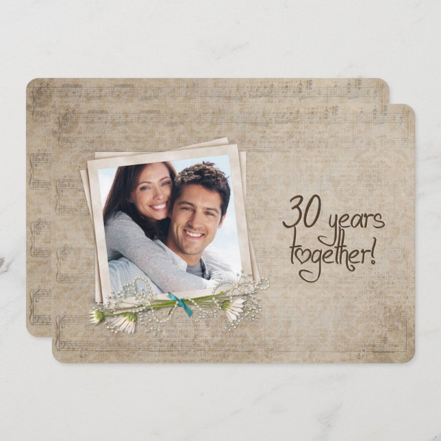 Öppet hus på 30-års bröllopsdag inbjudningar (Fram/baksida)