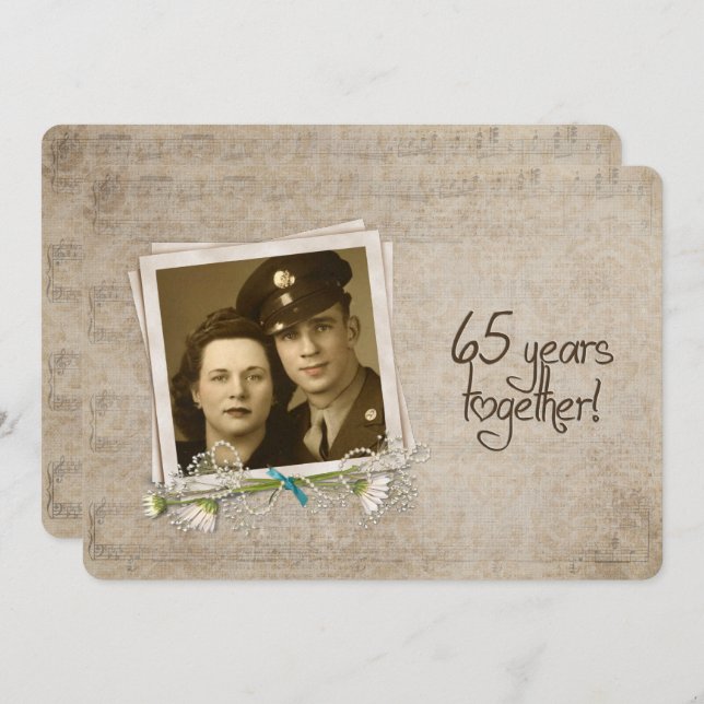 Öppet hus på 65-års bröllopsdag inbjudningar (Fram/baksida)