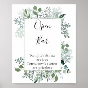 Öppet Pub Botaniskt grönområde Ram Bröllop Poster