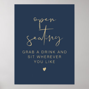 Öppet säte för CAITLIN Navy & Guld Bröllop Poster