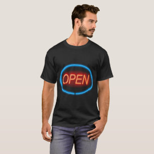 Öppet tecken för neon t-shirt