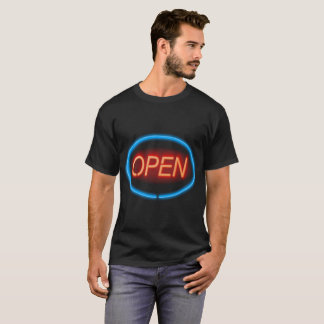 Öppet tecken för neon t-shirt