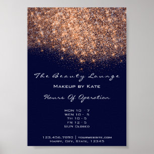 Öppettider - Beauty Makeup Studio Copper Navy Blu Poster