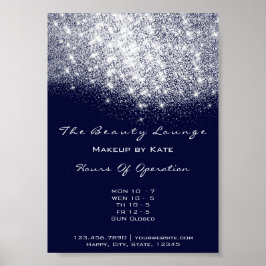 Öppettider - Beauty Makeup Studio Grått Navy Blue Poster