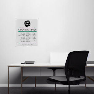 Öppettider för anpassadets Logotyp och text Klistermärken