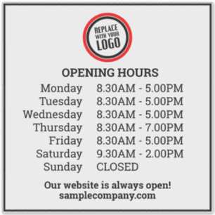 Öppettider för anpassadets Logotyp och text Klistermärken