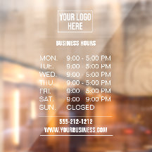 Öppettider för enkel Logotyp för företag, fönsterb