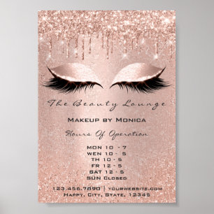 Öppettider för Lash Makeup Salon Rose Drips Glitte Poster