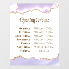 Öppettider för Lavender Agate-fönster