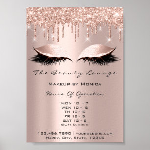 Öppettider för ögonfranssminkning Salon Rose Drips Poster
