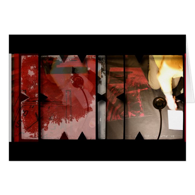 Öppna Arbeta med Open Red 3 Photocollage Hälsningskort (Framsidan Horizontal)