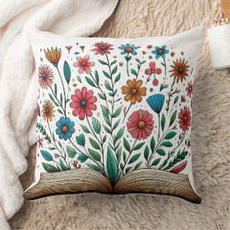 Öppna bok blommor Large Kudde