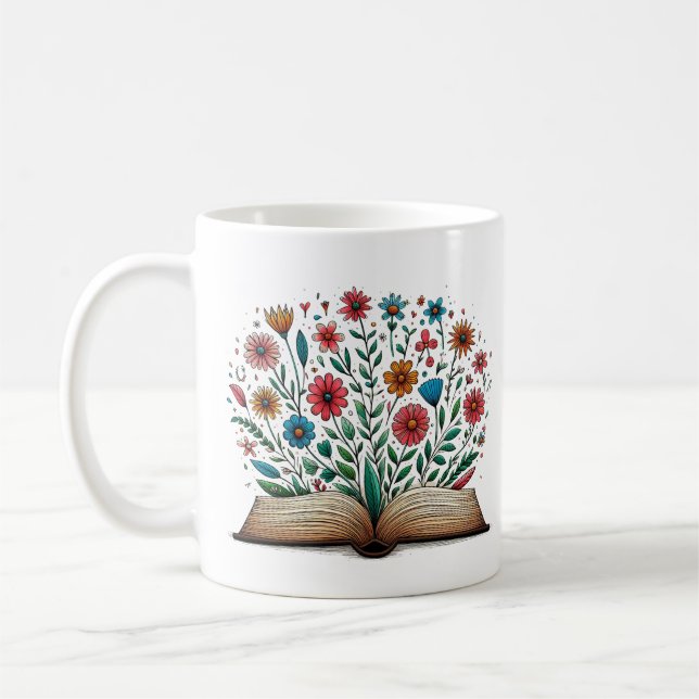 Öppna Bok Flower Classic Kaffemugg (Vänster)