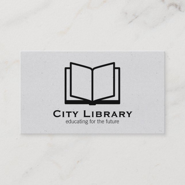 Öppna Bok (grått struktur) Visitkort (Framsida)