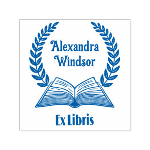 Öppna Bok, Laurel Wandeex Libris Namn Bok Självfärgande Stämpel