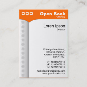 Öppna Bok (Lodrät) - Orange FF6600 Visitkort