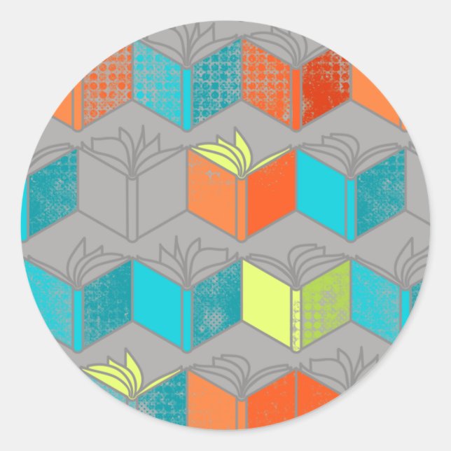 Öppna bokar runt klistermärke (Framsida)