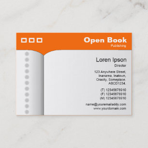 Öppna boken - orangen FF6600 Visitkort