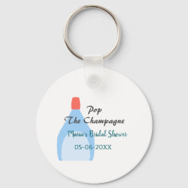 Öppna champagne blå bröllopsdusch lägg till namn d nyckelring