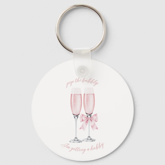Öppna champagnen Jag ska gifta mig Design Rosa Nyckelring (Framsida)