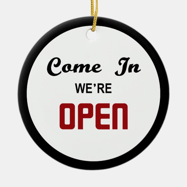 Öppna den stängda dörrhängaren julgransprydnad keramik (Framsidan)