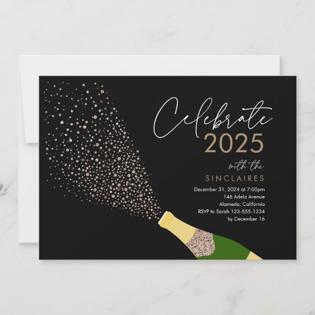 Öppna det nya årskortet för bubblor inbjudningar (Framsida)