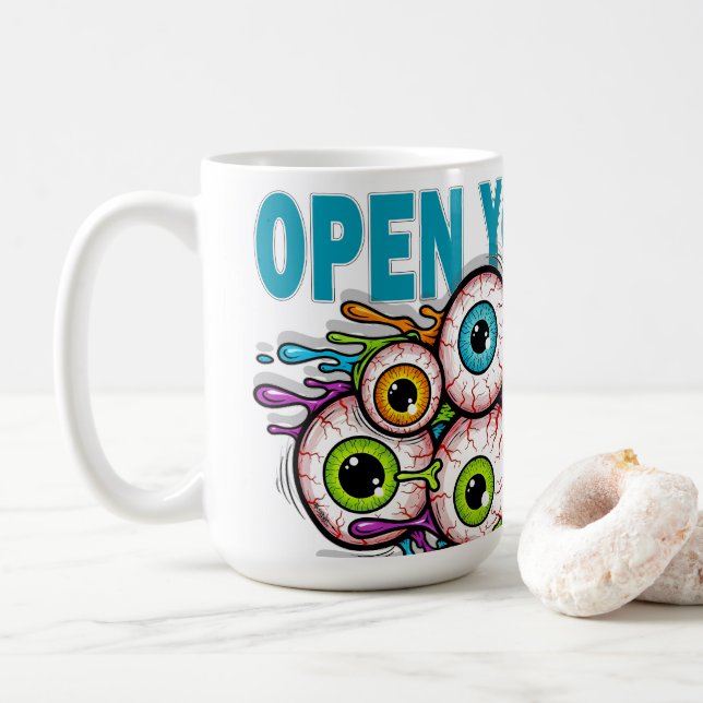 Öppna dina ögon kaffemugg (Med munk)