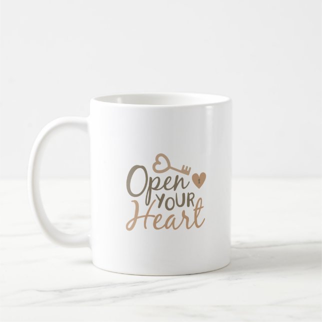 öppna ditt hjärta kaffemugg (Vänster)