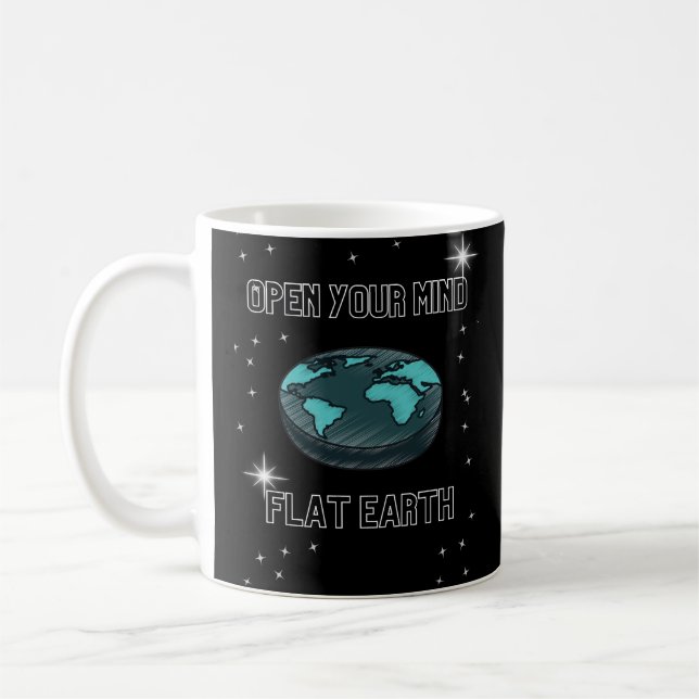 Öppna ditt sinne Unisex Black Manar Women Flat Ear Kaffemugg (Vänster)