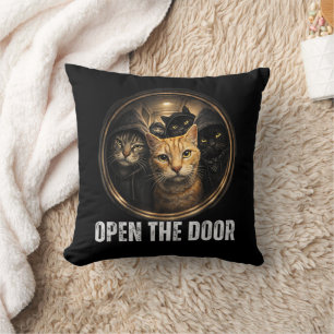 Öppna Dörren Rolig Katt Meme Kattgäng Humor Design Kudde