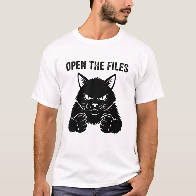 Öppna filerna" Ilskna svarta kattfistar - Herr  T Shirt (Framsida)