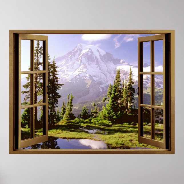 Öppna fönster på Mt. Rainier Poster (Framsidan)