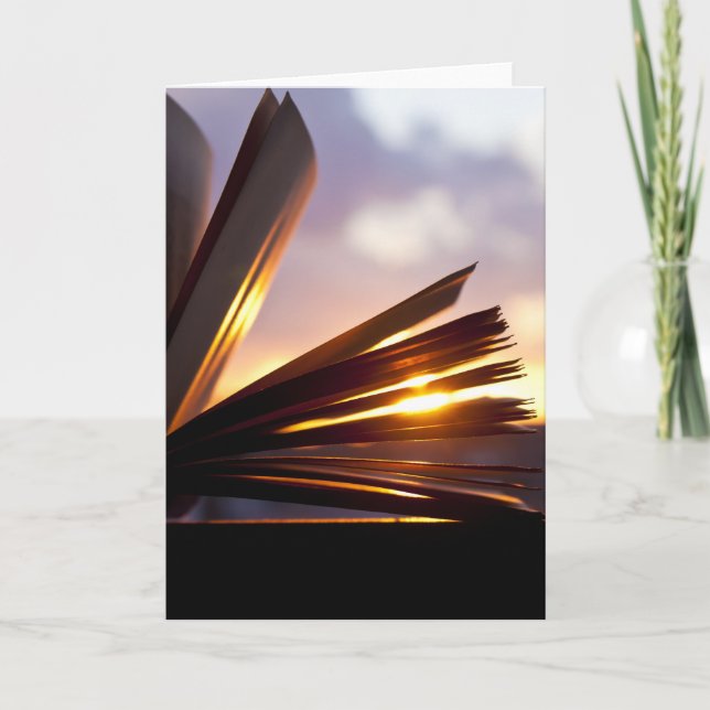 Öppna fotografi av Bok och solnedgång Kort (Framsida)