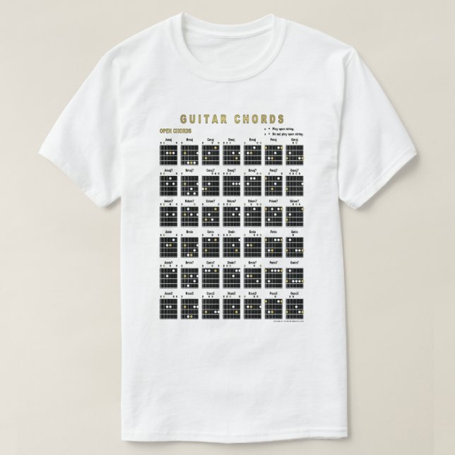 Öppna gitarrackord framifrån och bakifrån t shirt (Design framsida)
