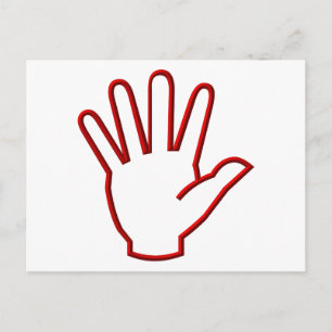 Öppna hand/hög, fem/våg vykort