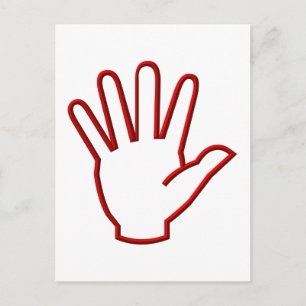 Öppna hand/hög, fem/våg vykort
