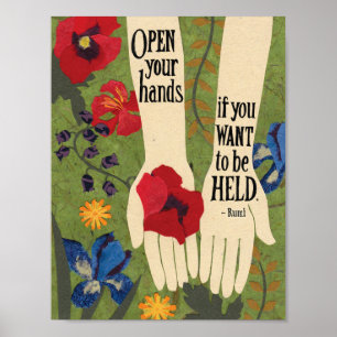 Öppna händer i denSmå blomman Poster