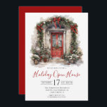 Öppna Helgdag Watercolor Front Dor Inbjudningar<br><div class="desc">Den här inbjudan till öppningshuset med vattenfärgad front-dörr-Helgdag med en väldekorerad ytterdörr med gräs boughs,  gräs pots och röda bågar skulle vara perfekt för att bjuda in vänner och familj till ett öppet hus i helgdag. Mallarna är lätta att använda och i sekunder kan du se dina fantastiska inbjudningar.</div>