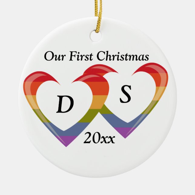 Öppna hjärtor julgransprydnad keramik (Framsidan)